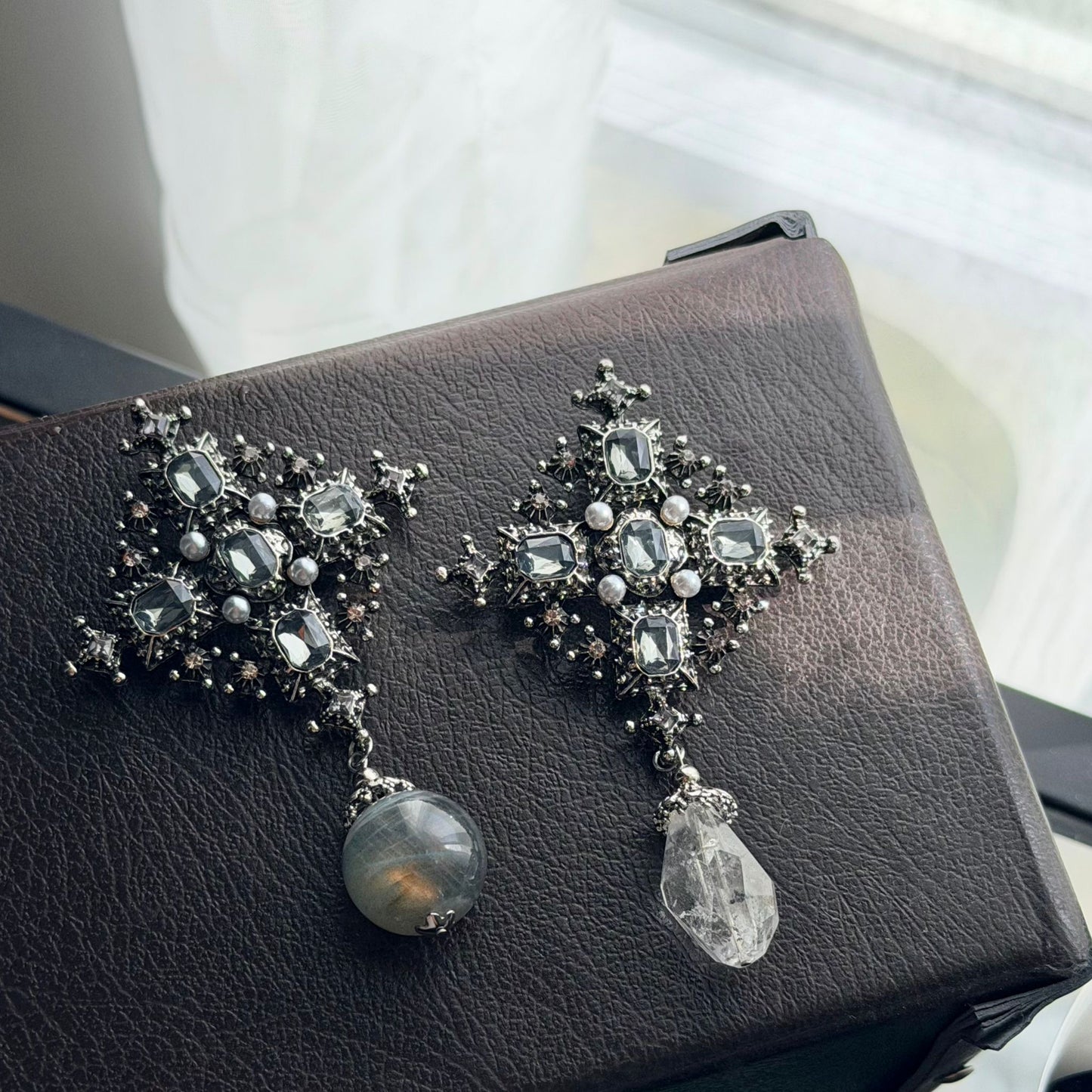 Herkimer Diamond Byzantine Brooch