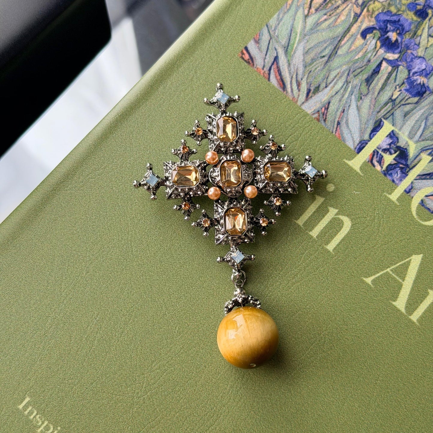 Honey Tigereye Byzantine Brooch