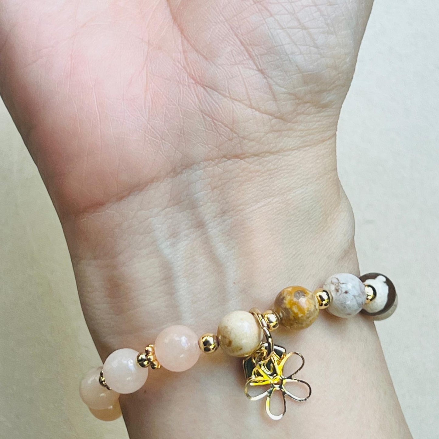 Australian Zebra Jasper & Peach Aventurine Baby Bracelet