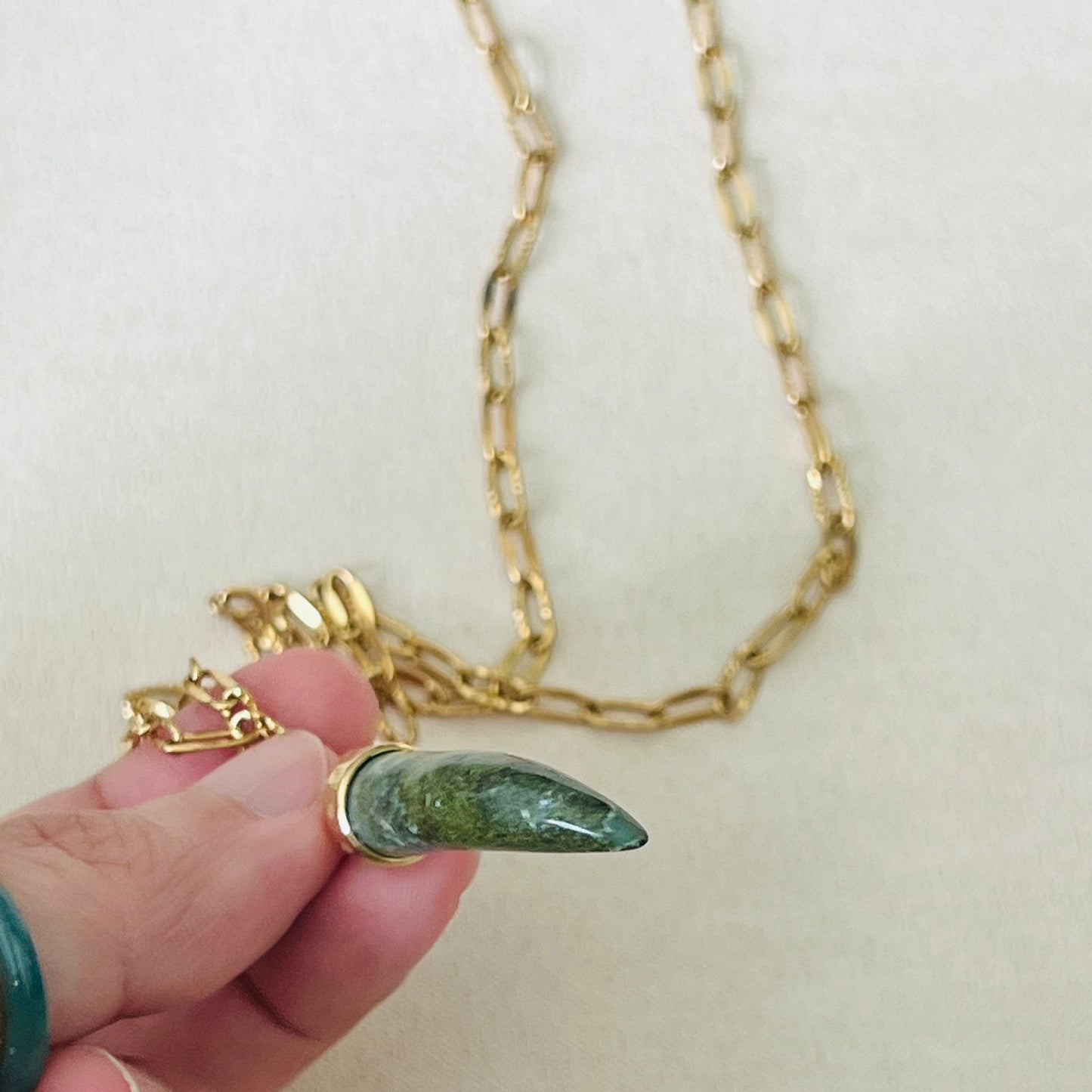 Unakite Horn Pendant