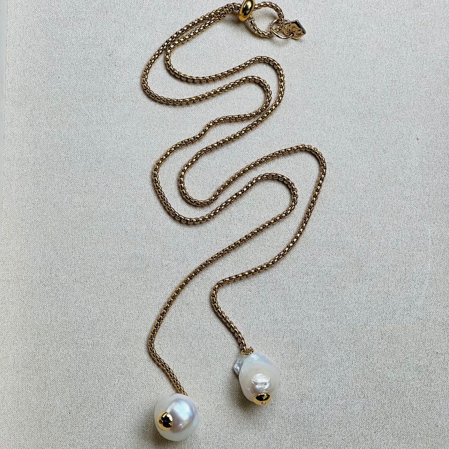 Puffy Baroque Pearl Snake Necklace GHW