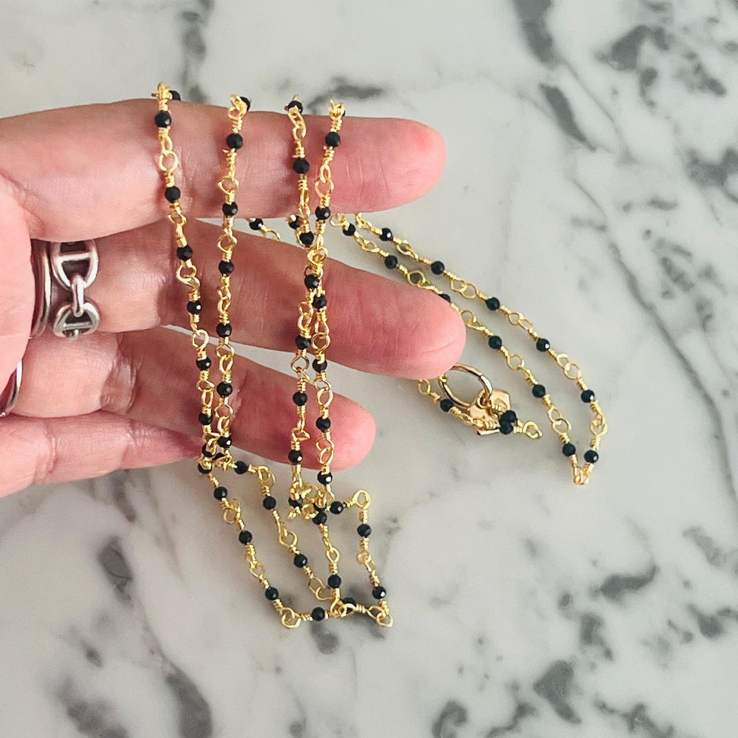 Black Spinel Long Necklace