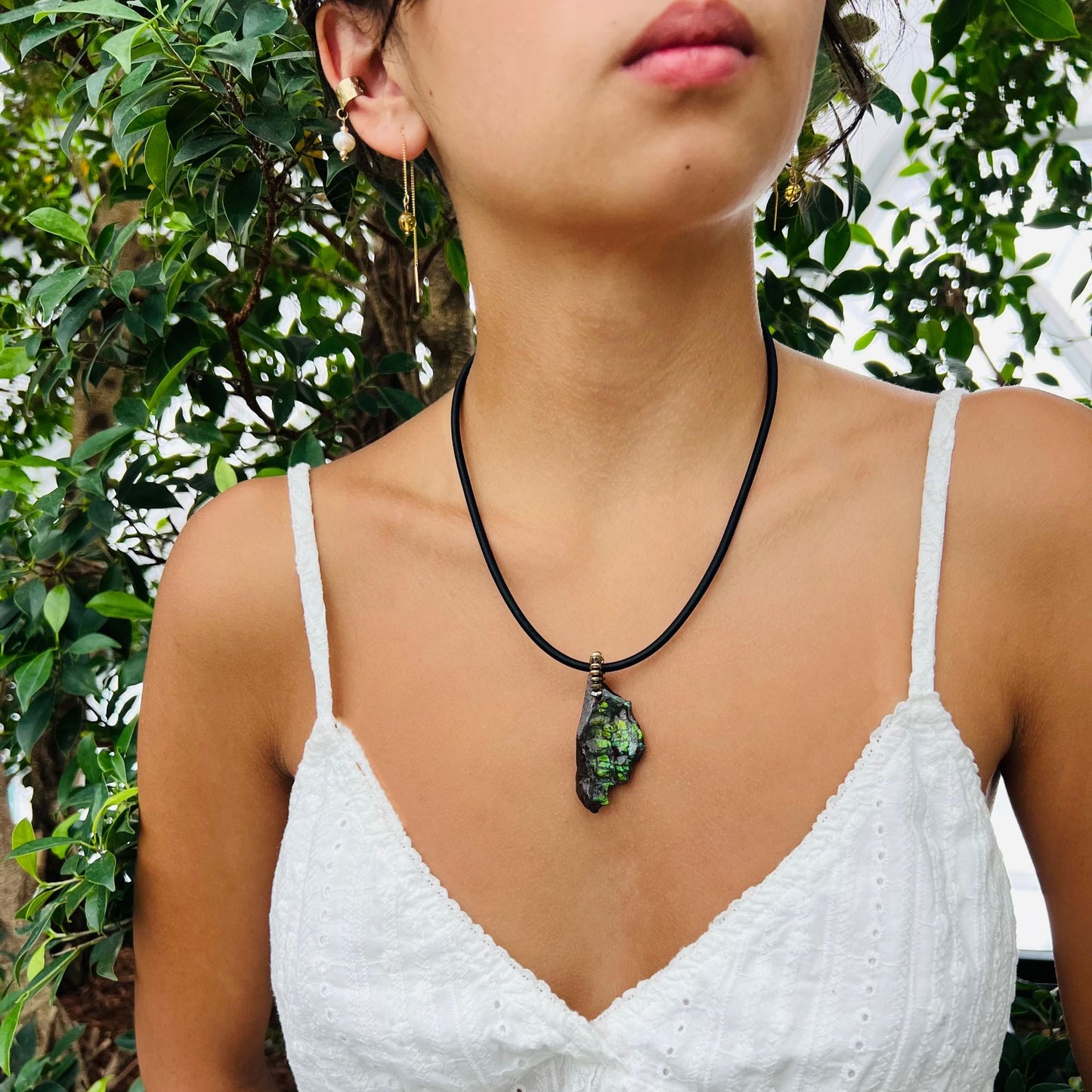 Forest Ammonite Silk Cord Necklace