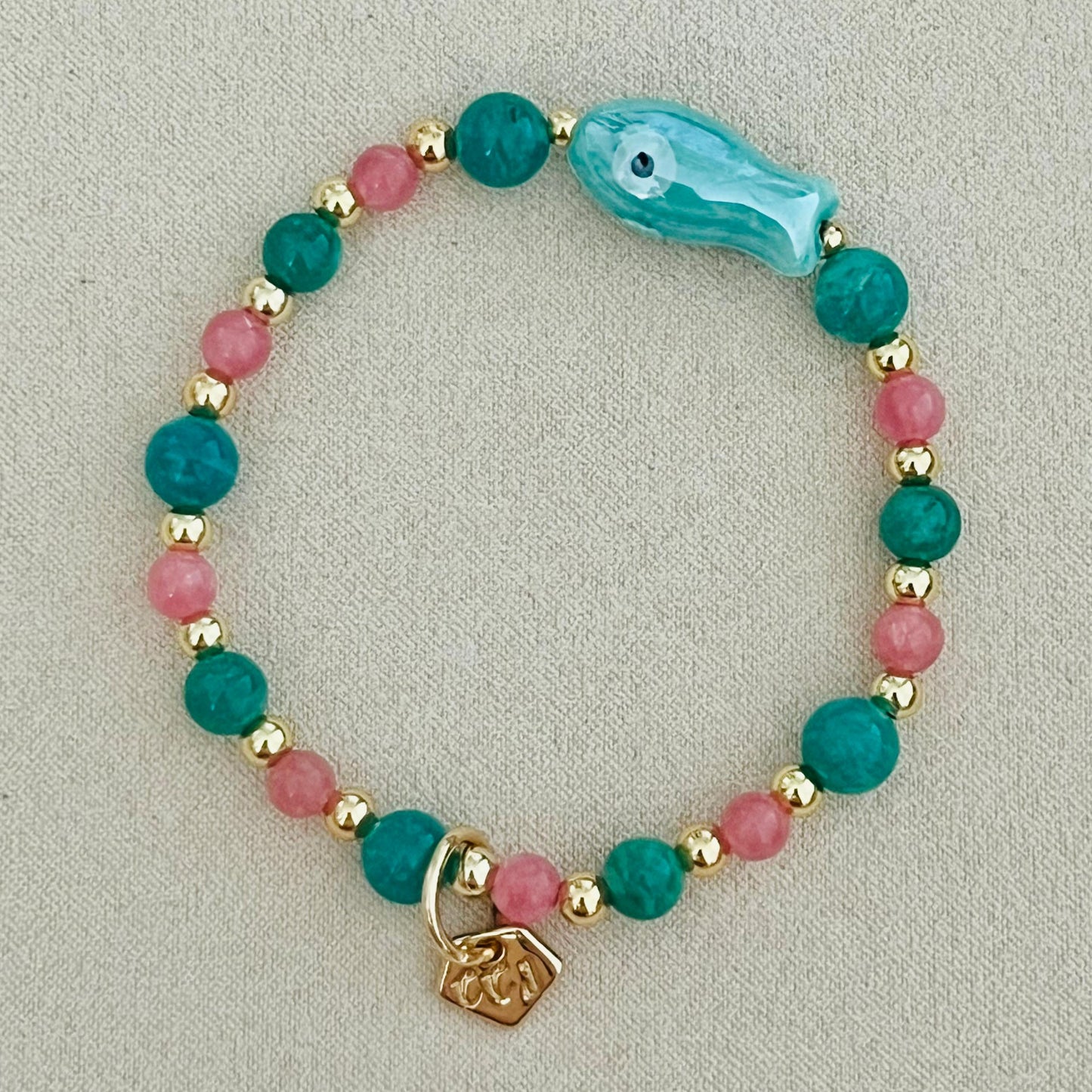 Amazonite & Rhodochrosite Money Fish Bracelet 🐟