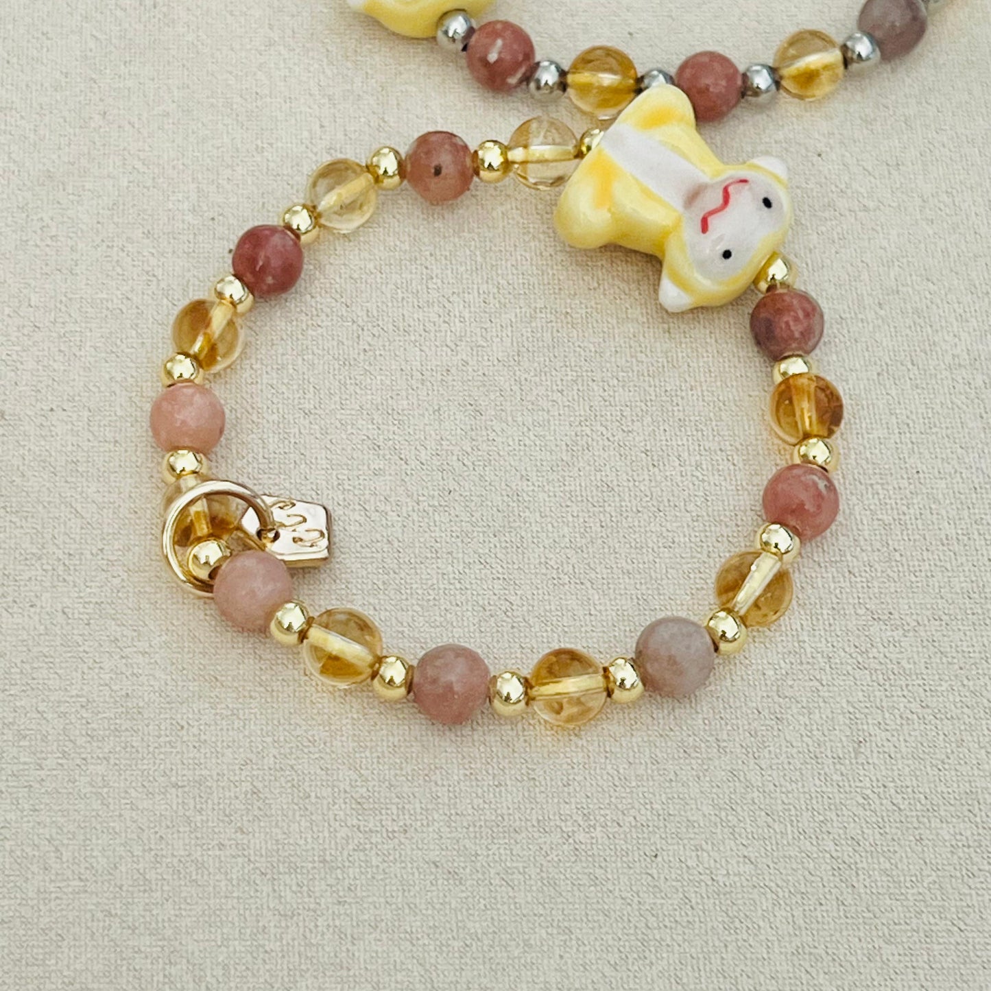 Citrine & Plum Blossom Agate Merry Monkey Bracelet