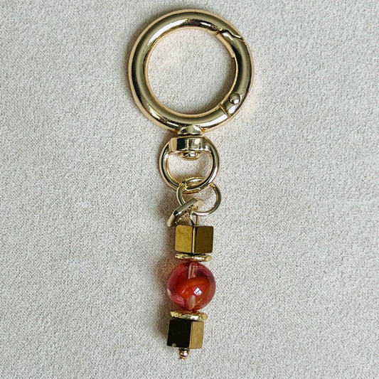 Red Hematoid & Gold Hematite Bag Charm/ Key Ring