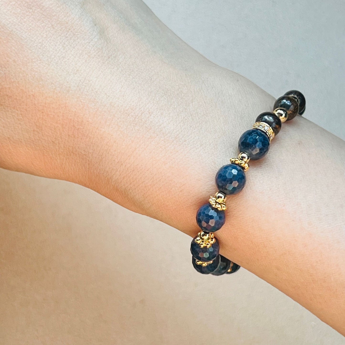 Blue Sapphire & Bronzite Baby Bracelet