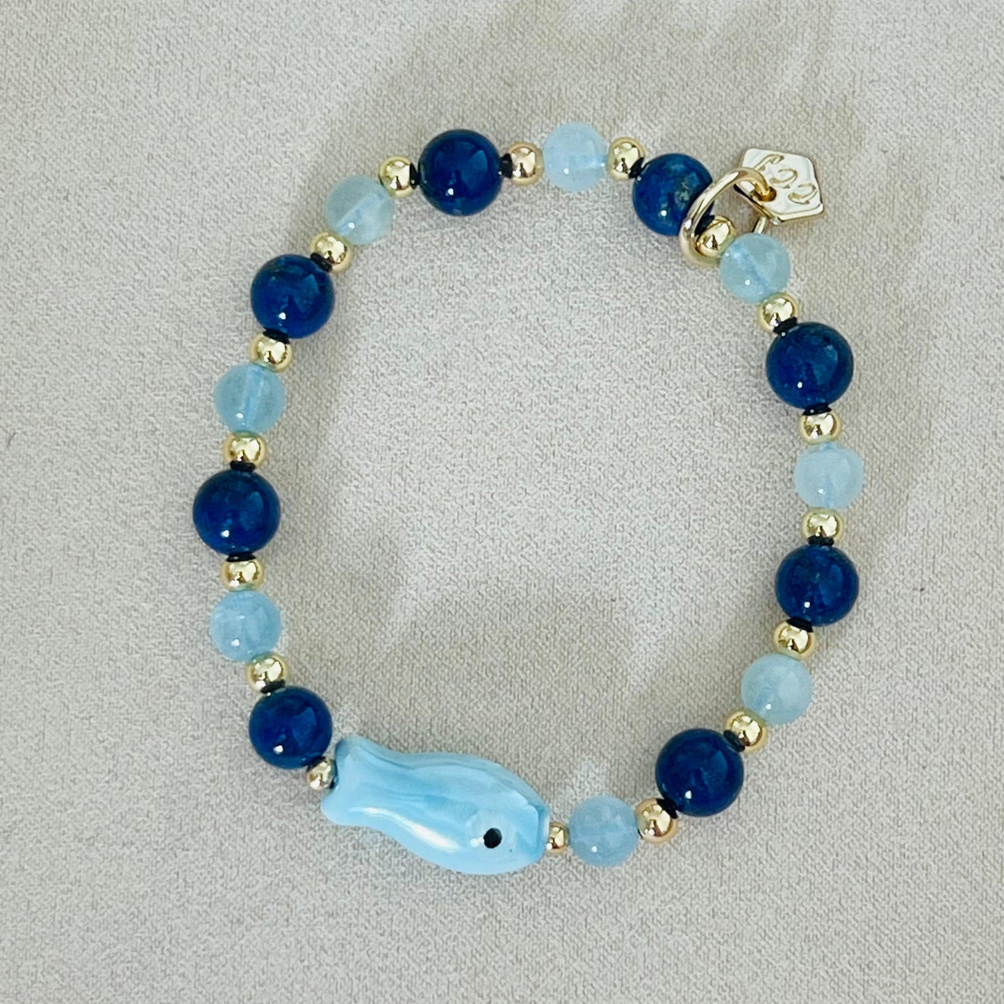 Aquamarine & Lapis Lazuli Money Fish Bracelet 🐟