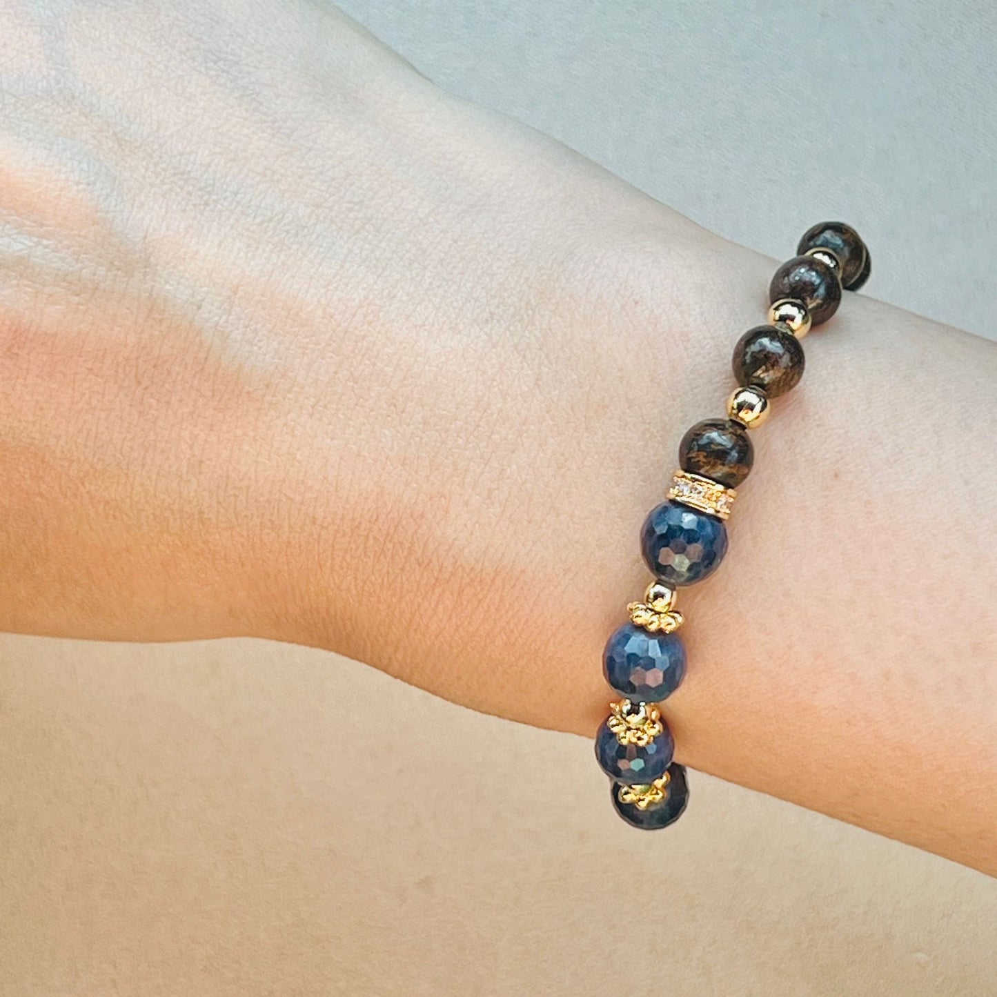 Blue Sapphire & Bronzite Baby Bracelet