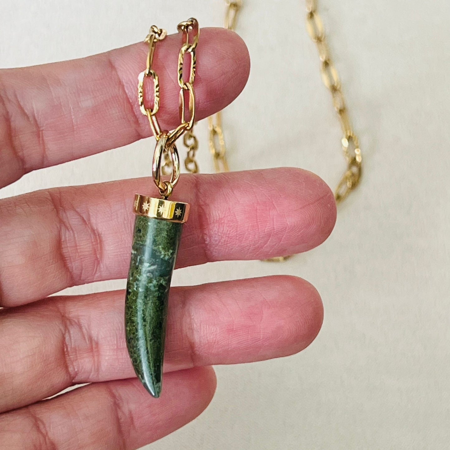 Unakite Horn Pendant