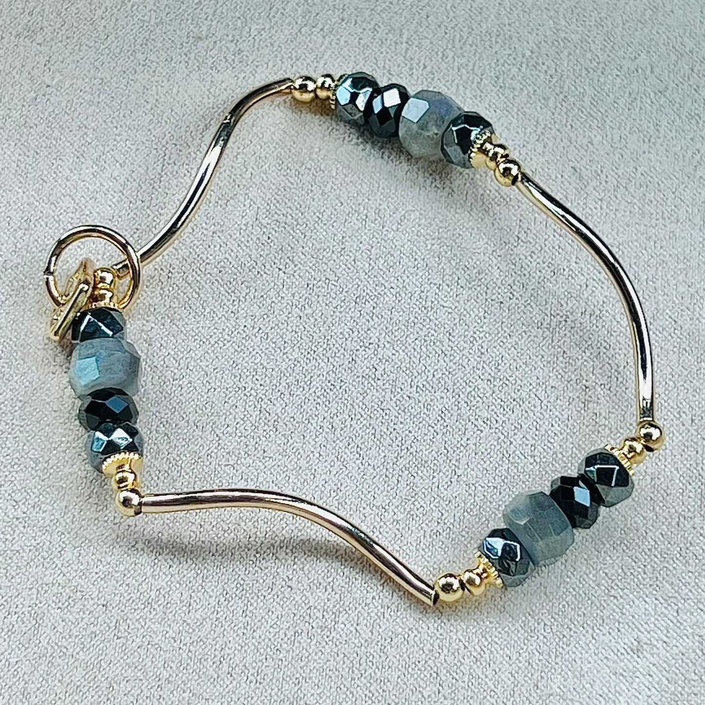 Black Spinel, Hematite & Labradorite La Grace Bracelet