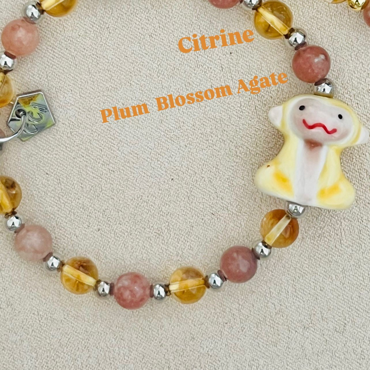 Citrine & Plum Blossom Agate Merry Monkey Bracelet