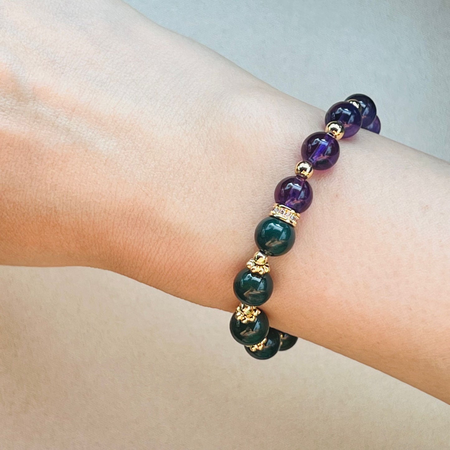 Amethyst & Green Bloodstone Baby Bracelet