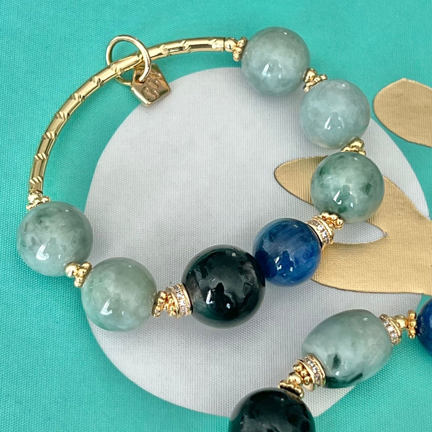 Blue Kyanite, Hypersthene & Jade Diadem Bracelet