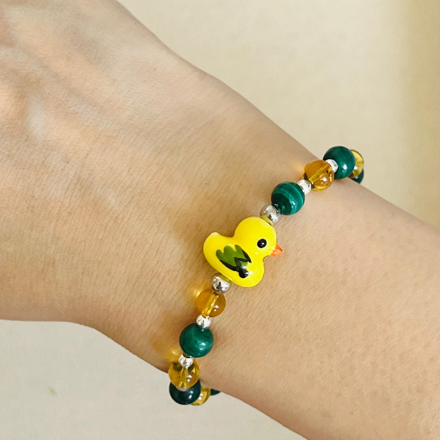 Blue Amber & Malachite Faithful Duckie Bracelet