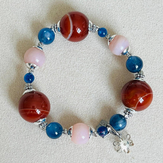Carnelian, Pink Opal & Blue Kyanite Bracelet SHW