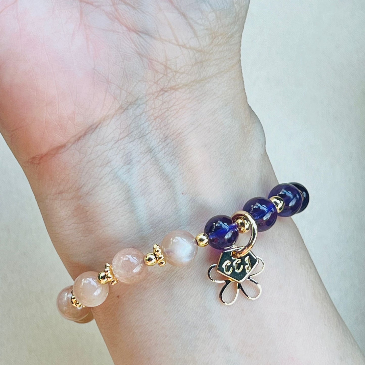 Amethyst & Moonlight Sunstone Baby Bracelet