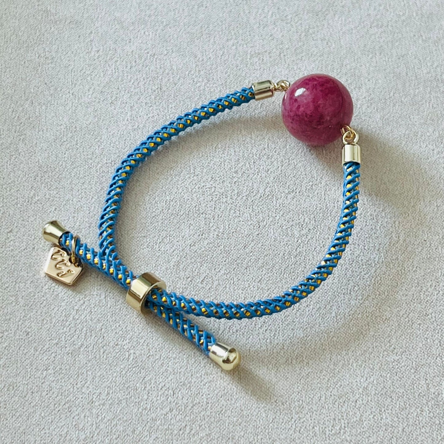 Rhodonite Girl Bracelet (Blue String)