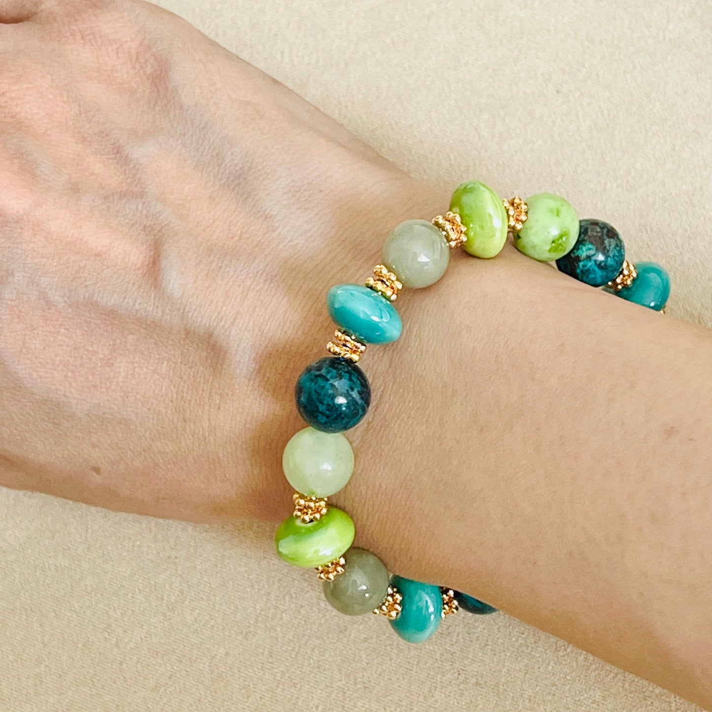 Jade, Serpentine & Turquoise Love 💚 Bracelet