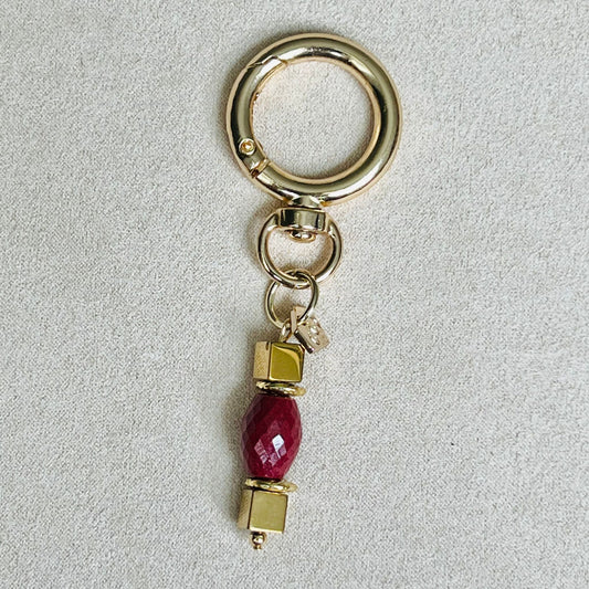 Cinnabar & Gold Hematite Bag Charm/ Key Ring