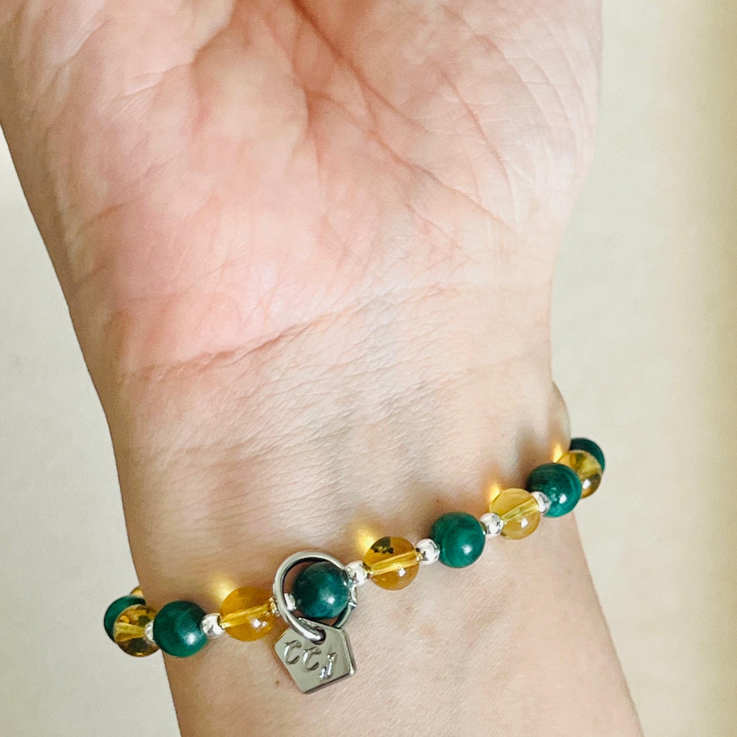 Blue Amber & Malachite Faithful Duckie Bracelet