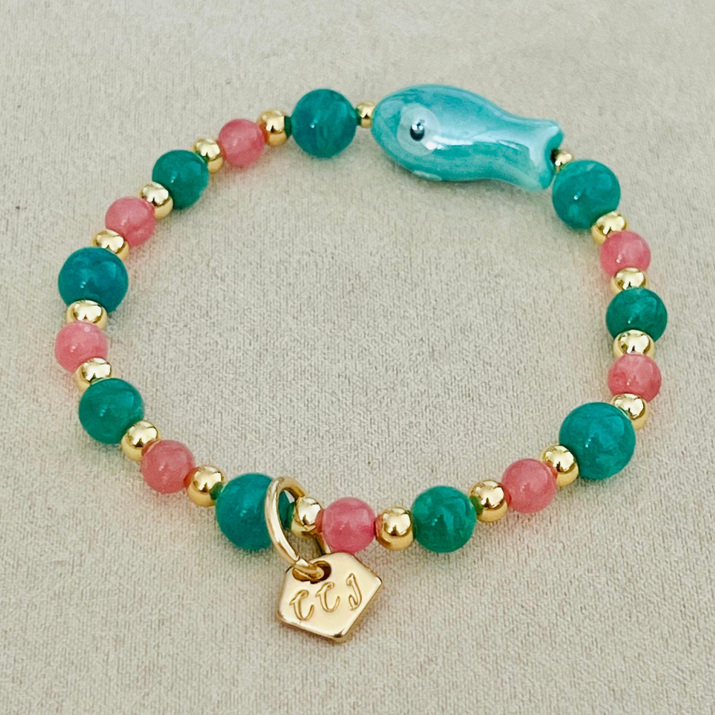 Amazonite & Rhodochrosite Money Fish Bracelet 🐟