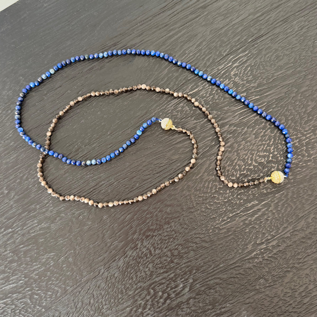 Lapis Lazuli | Silver Sheen Obsidian Delicate Necklace