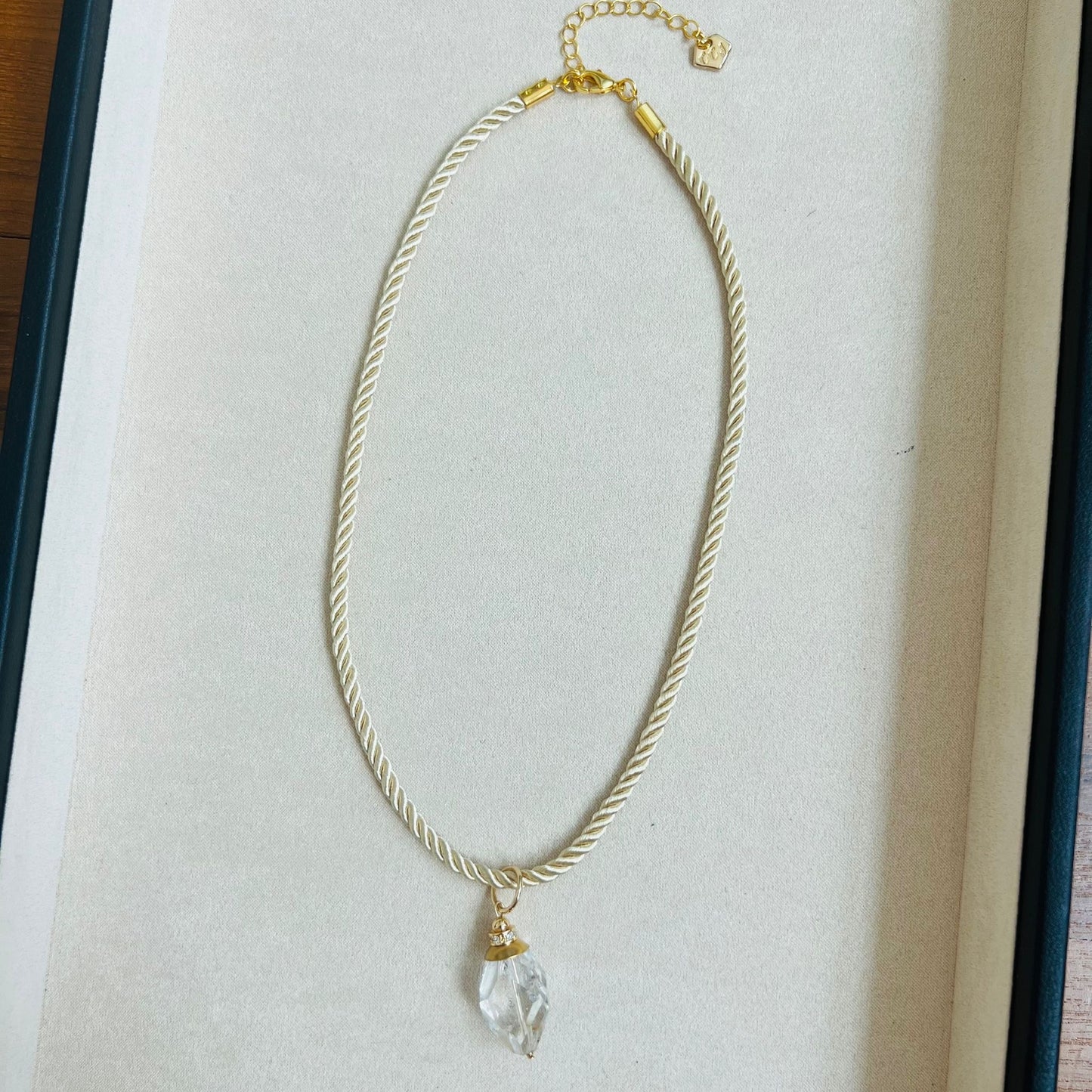 Raw Herkimer Diamond Silk Twist Necklace