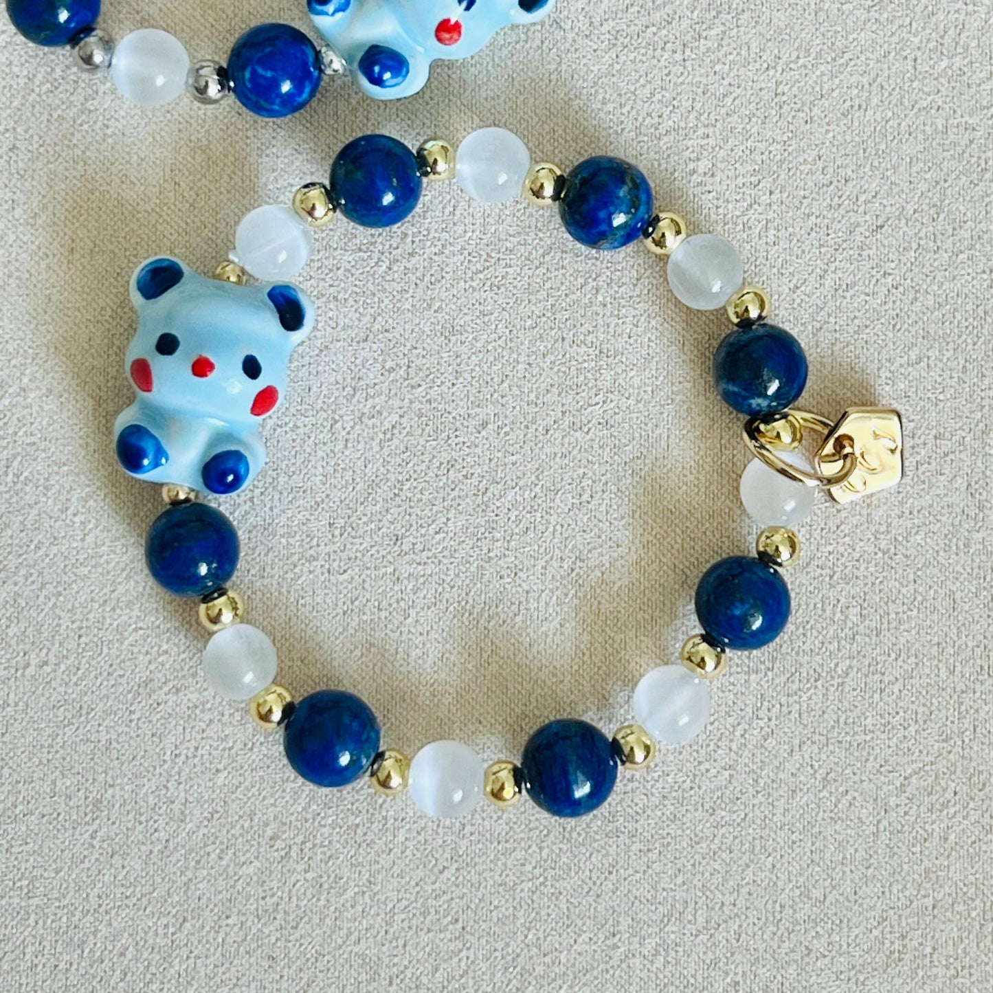 Lapis Lazuli & Selenite Blessings Bear Bracelet