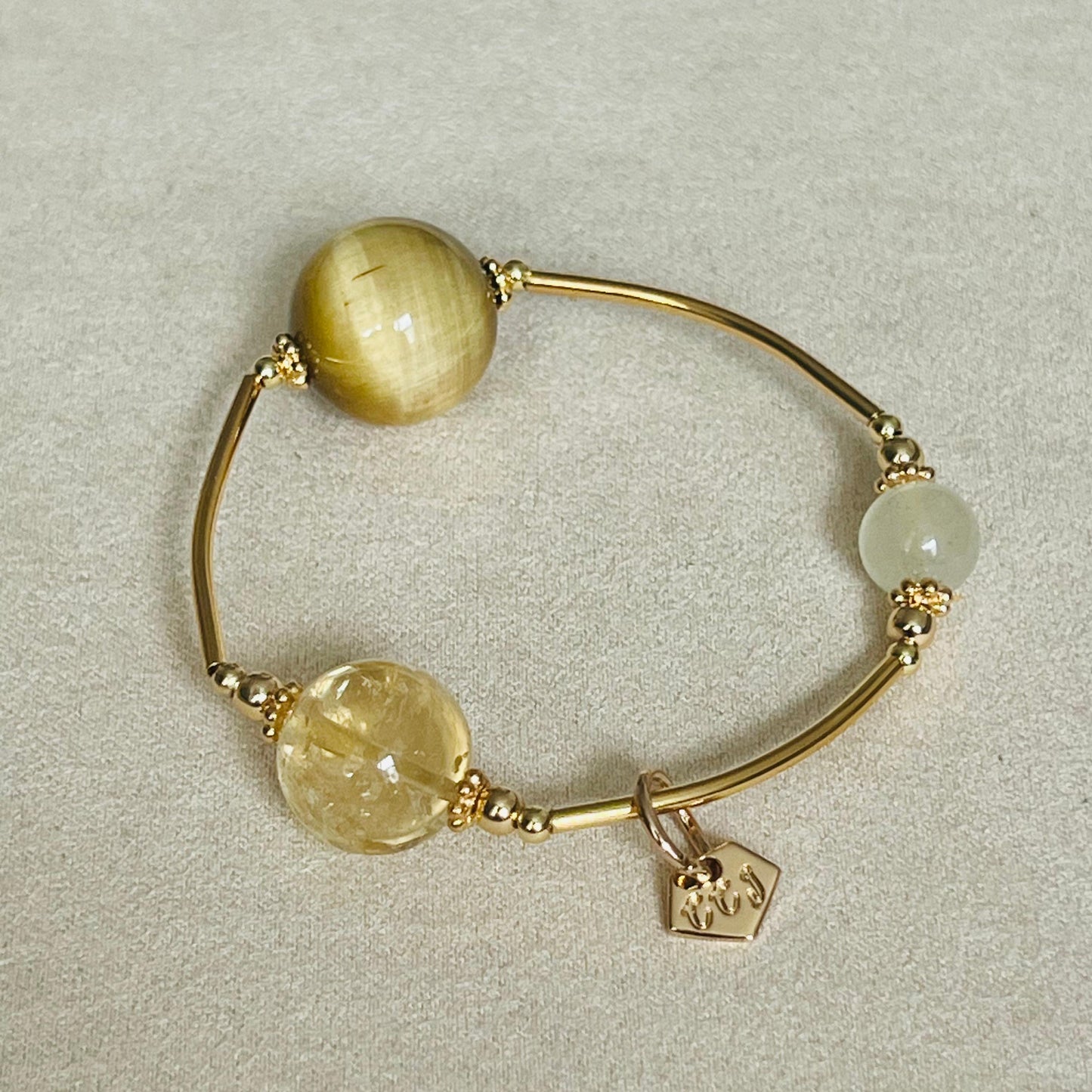 Citrine, Honey Tigereye & Libyan Desert Glass Juicy La Grace Bracelet