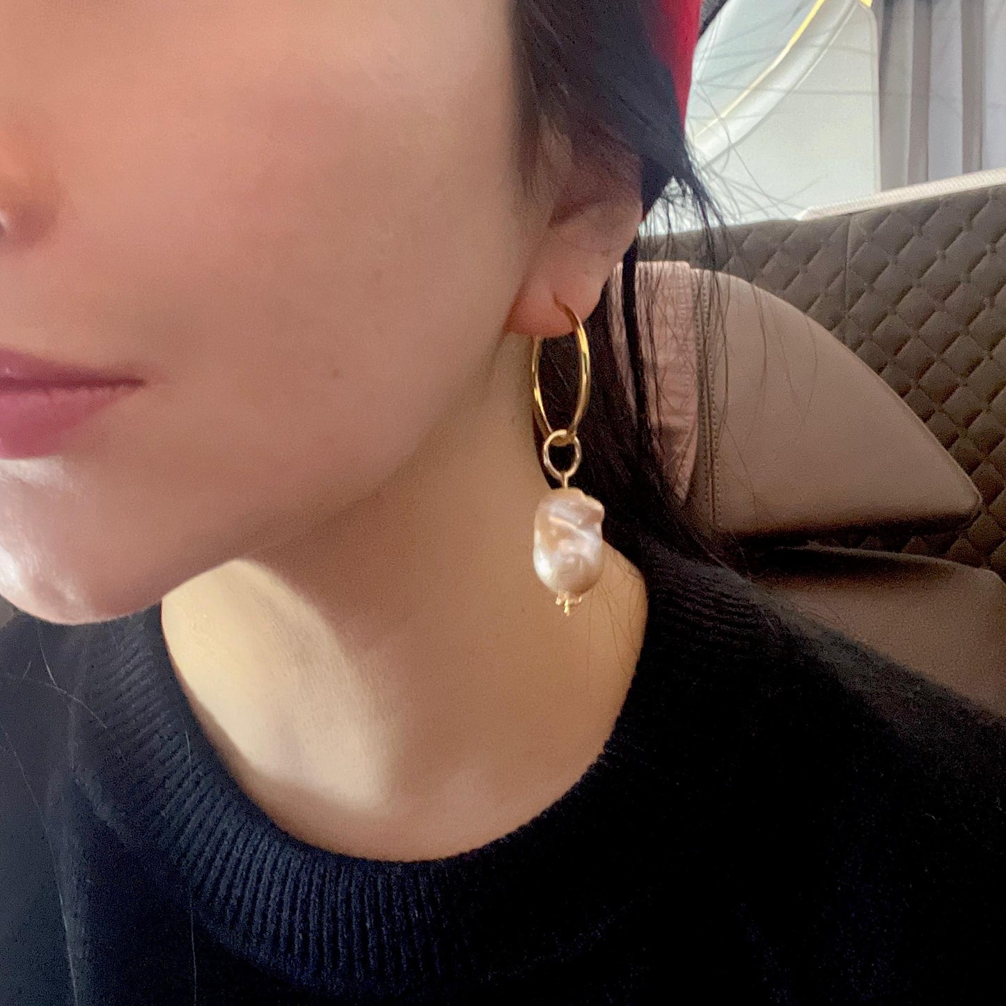 Baroque Pearl Hoop Earrings