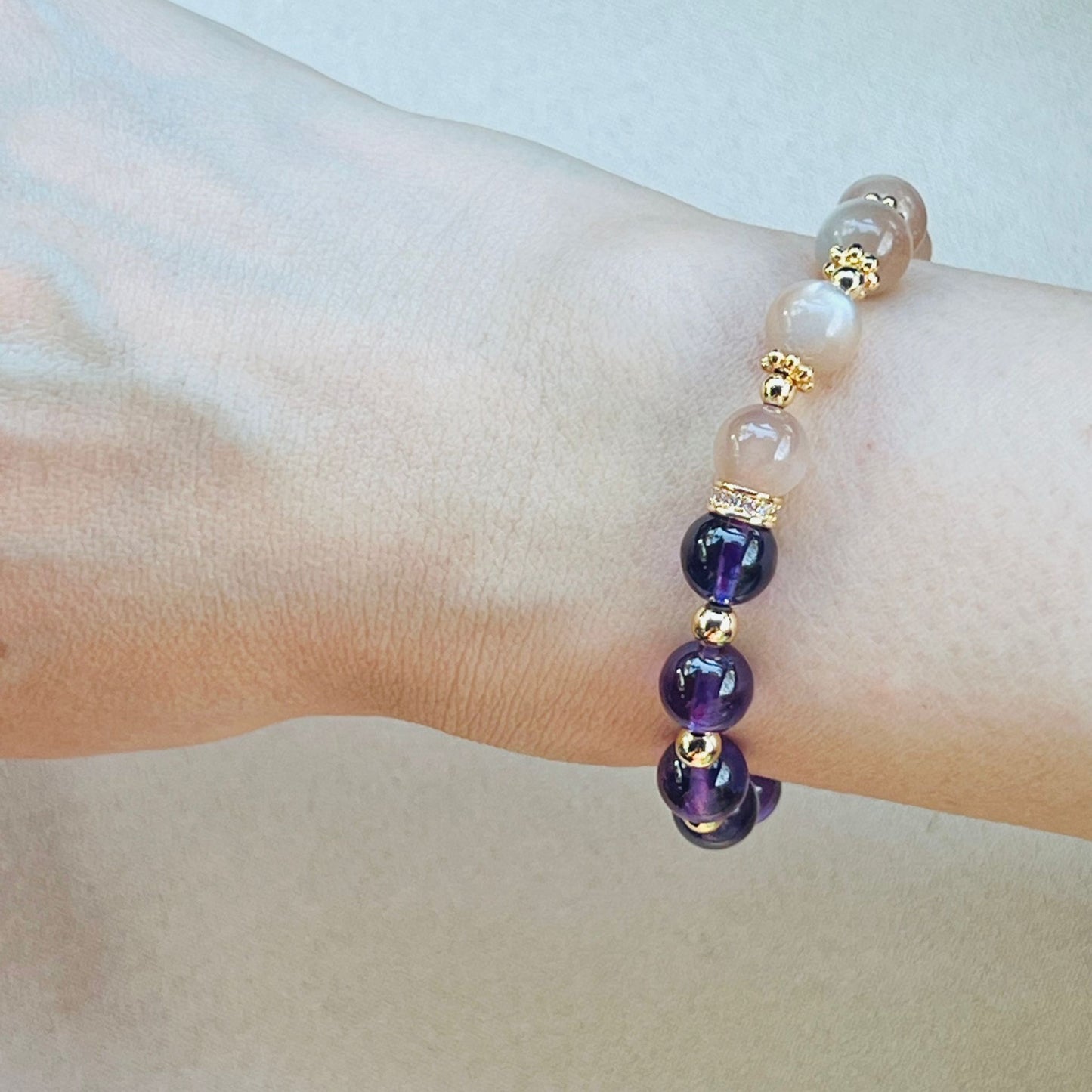 Amethyst & Moonlight Sunstone Baby Bracelet