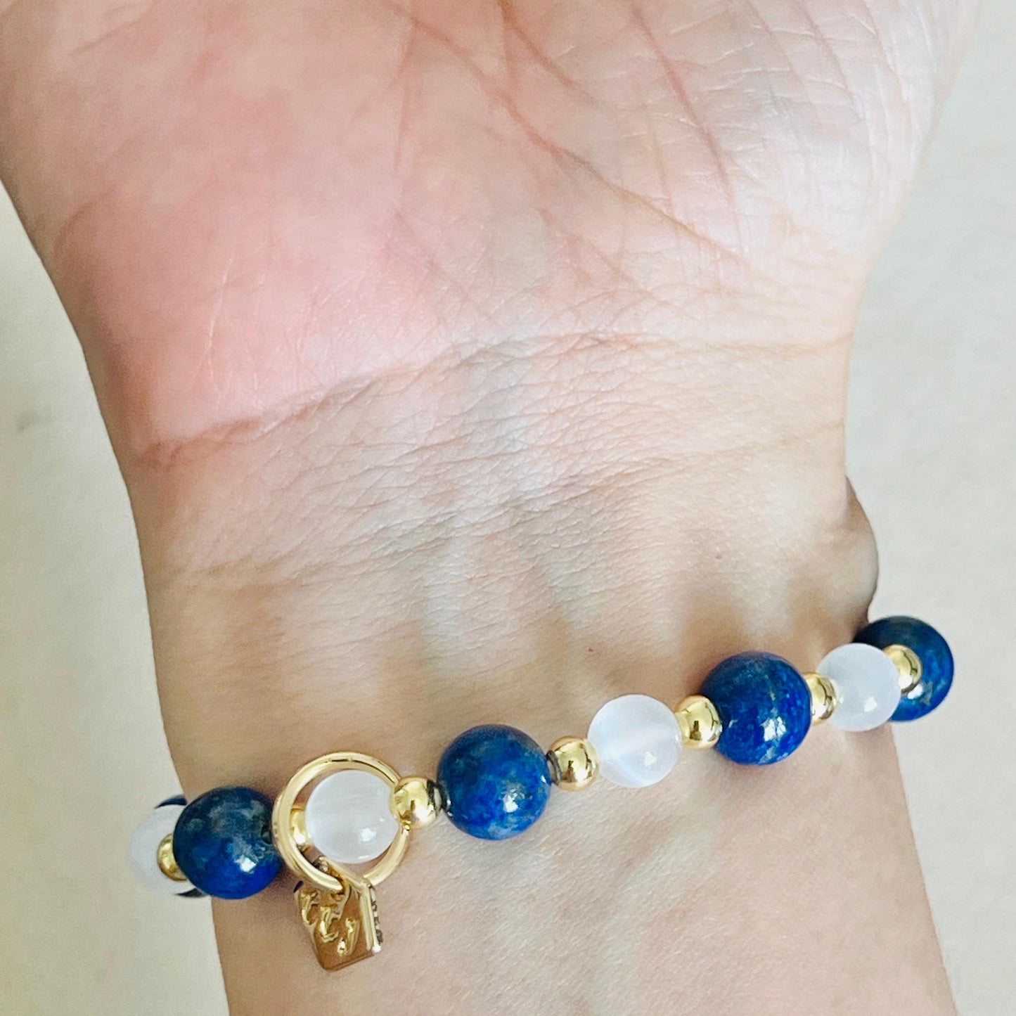 Lapis Lazuli & Selenite Blessings Bear Bracelet