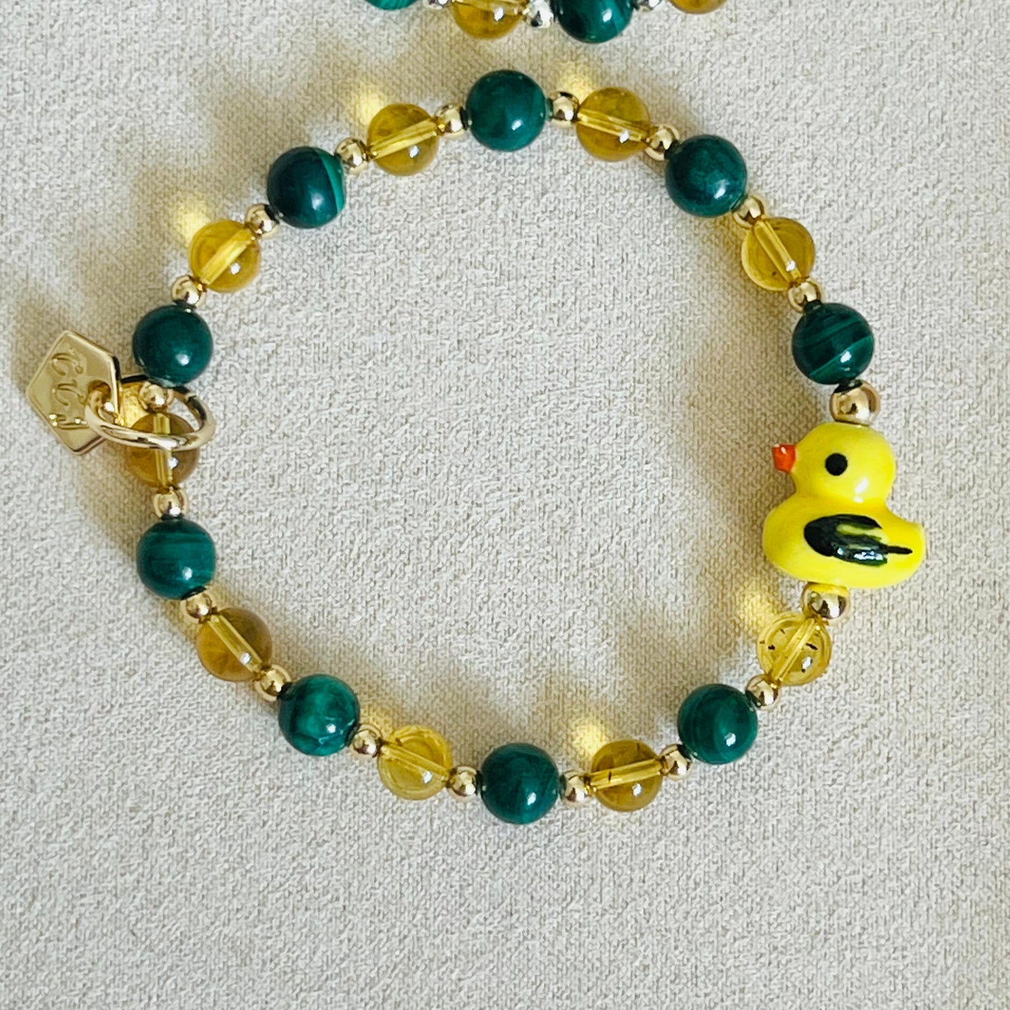 Blue Amber & Malachite Faithful Duckie Bracelet