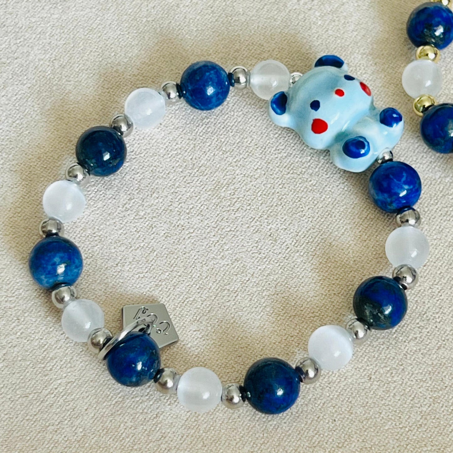 Lapis Lazuli & Selenite Blessings Bear Bracelet