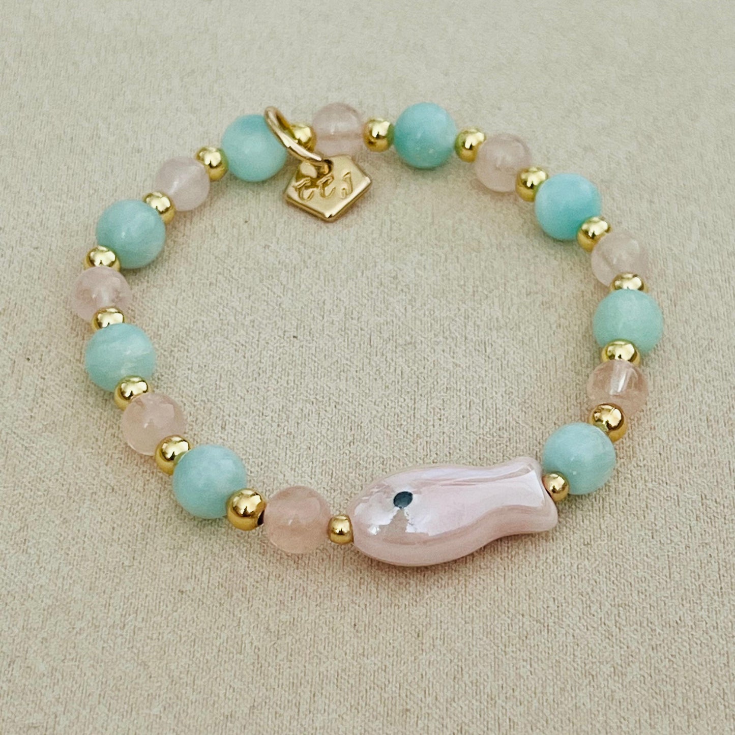 Hemimorphite & Morganite Money Fish Bracelet 🐟