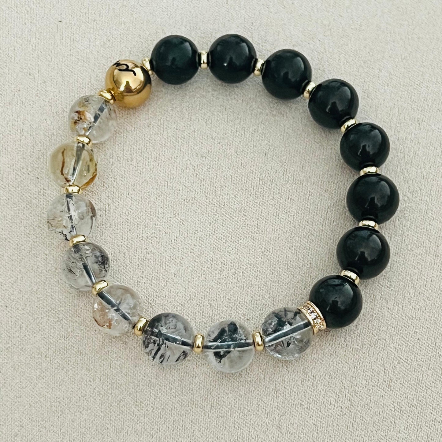 Herkimer Diamond & Jet Men Bracelet