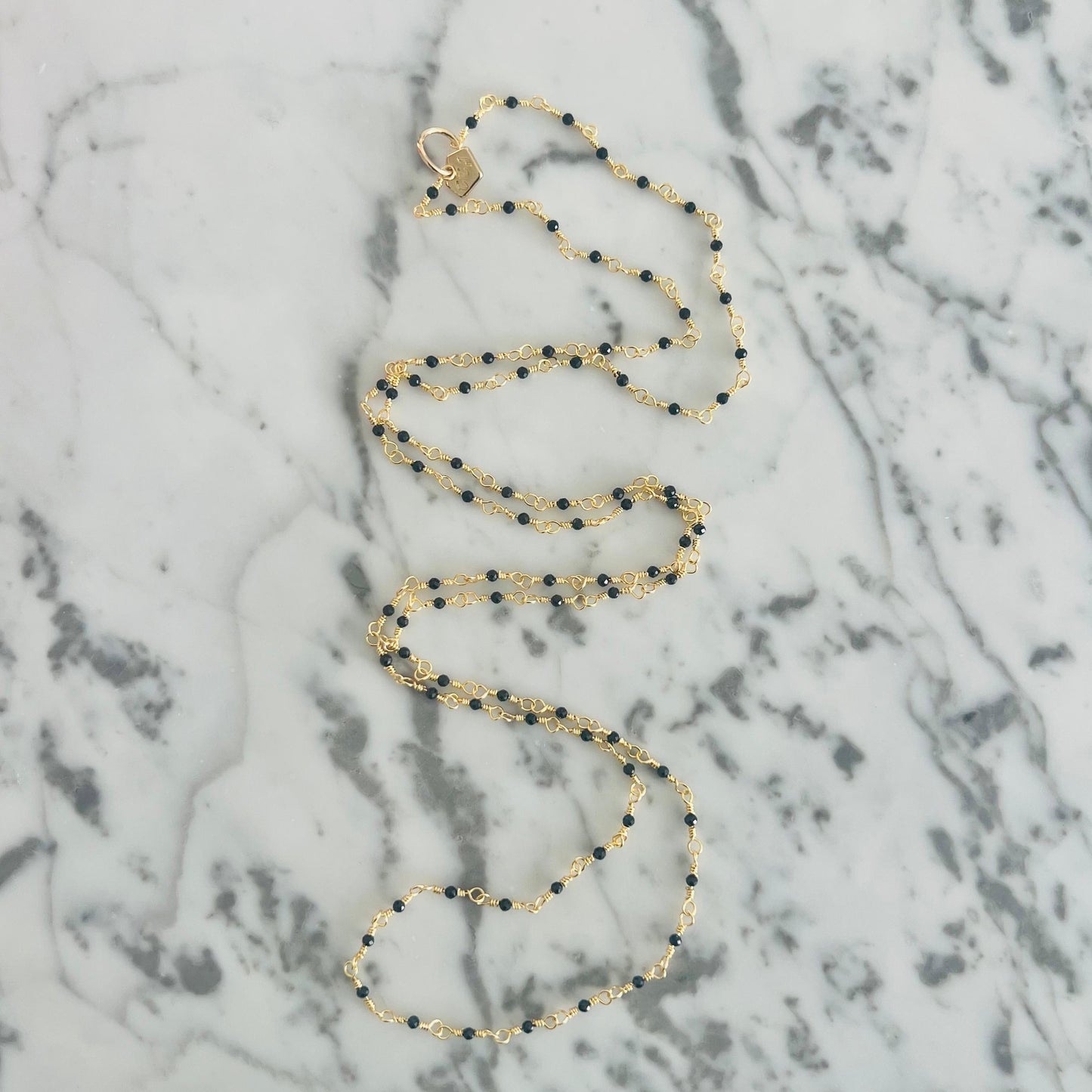 Black Spinel Long Necklace