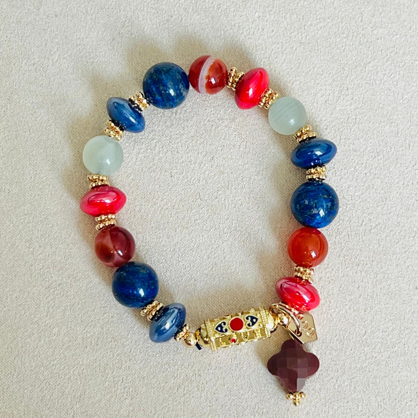 Calcite, Carnelian & Lapis Lazuli Love❤️ Bracelet