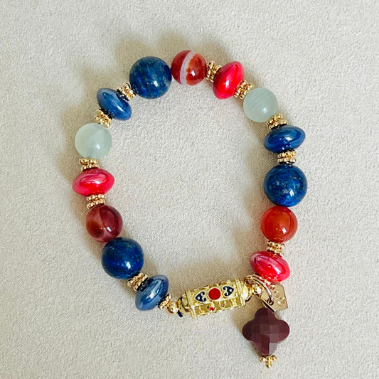 Calcite, Carnelian & Lapis Lazuli Love❤️ Bracelet