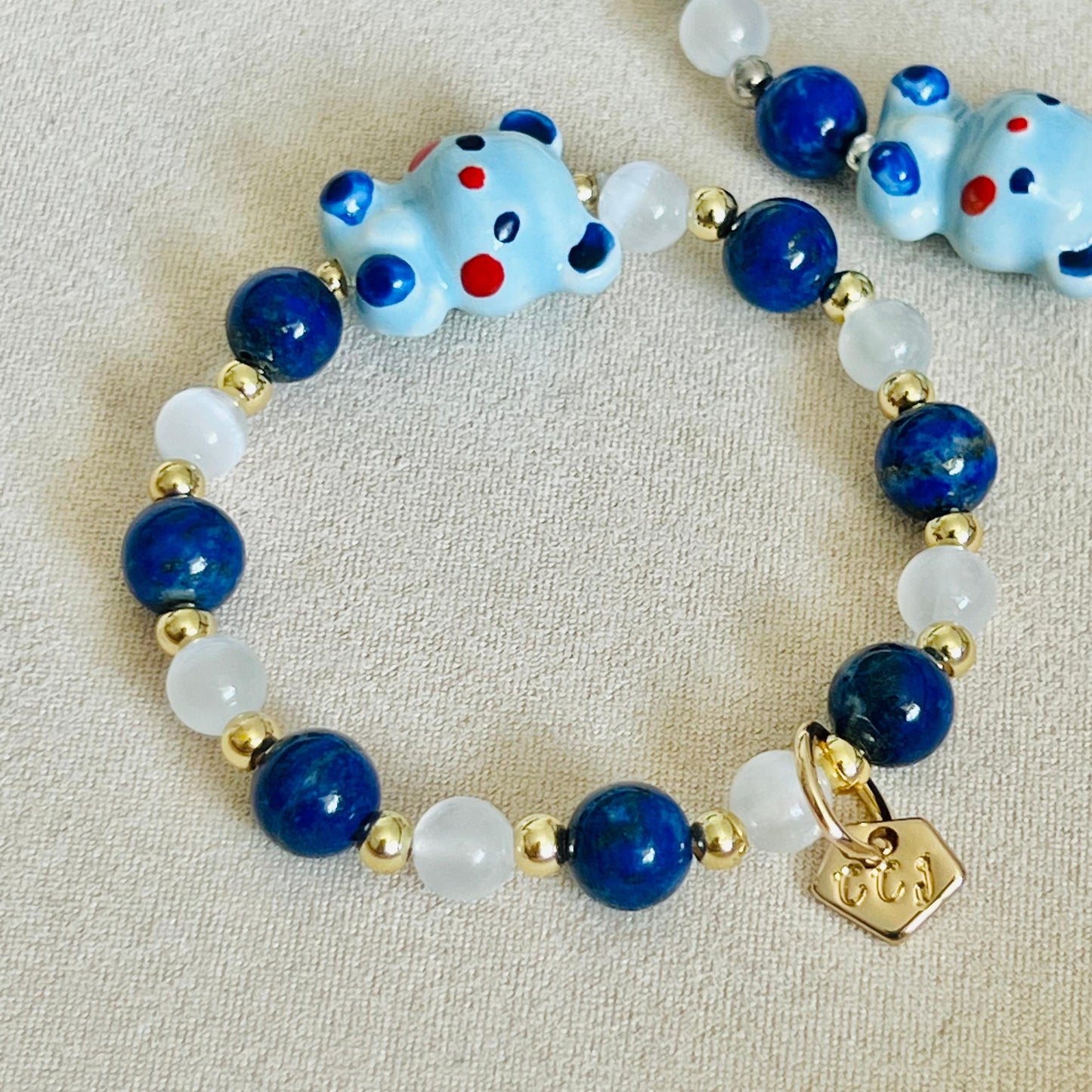 Lapis Lazuli & Selenite Blessings Bear Bracelet