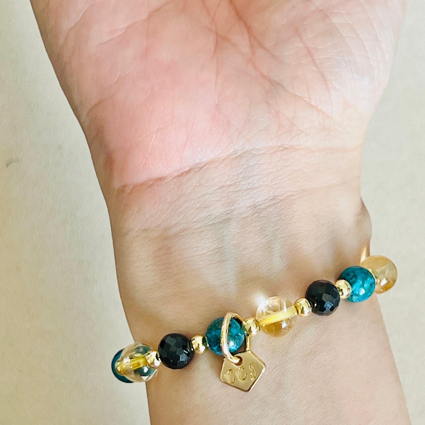 Black Onyx, Citrine & Turquoise Hermes Birdie Bracelet