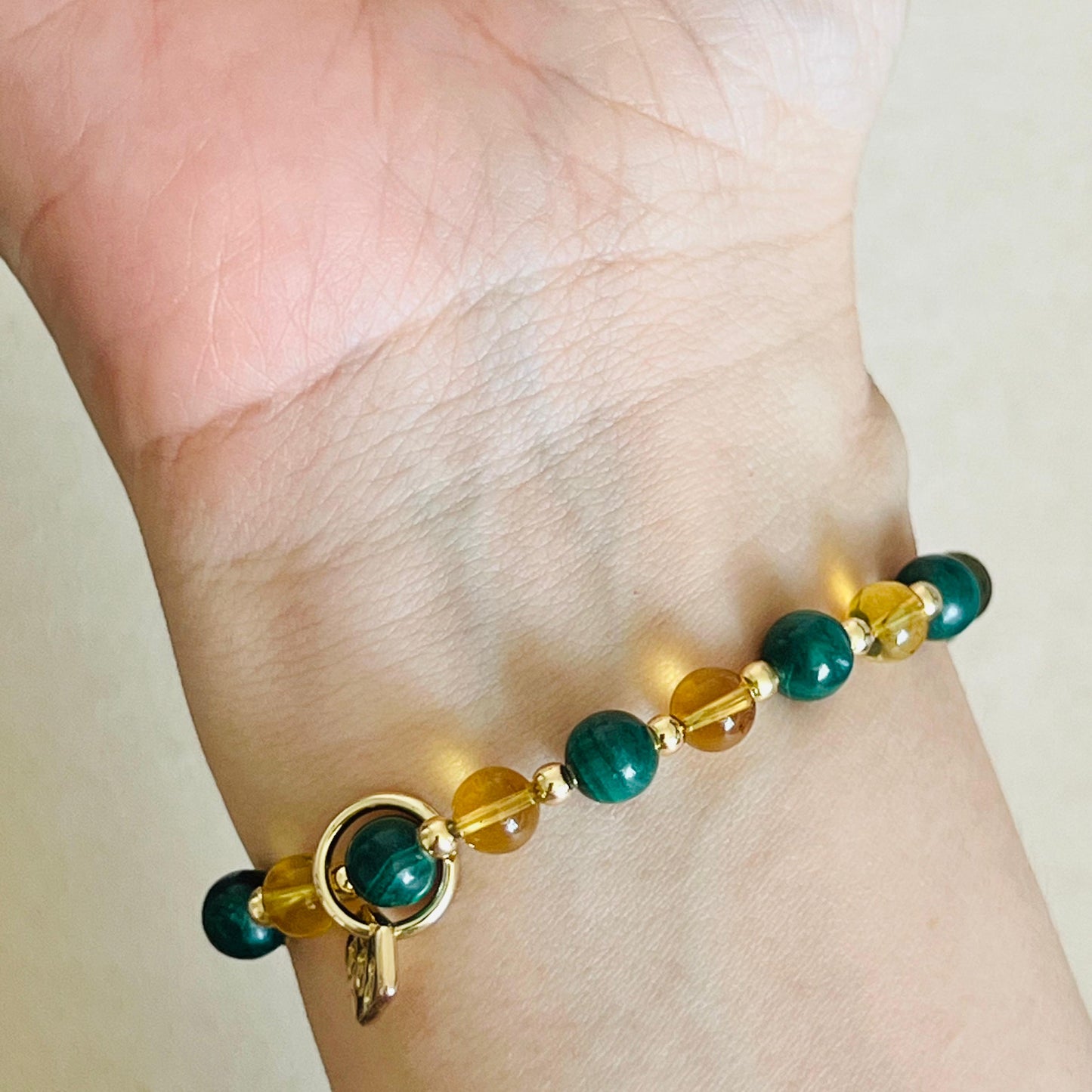 Blue Amber & Malachite Faithful Duckie Bracelet