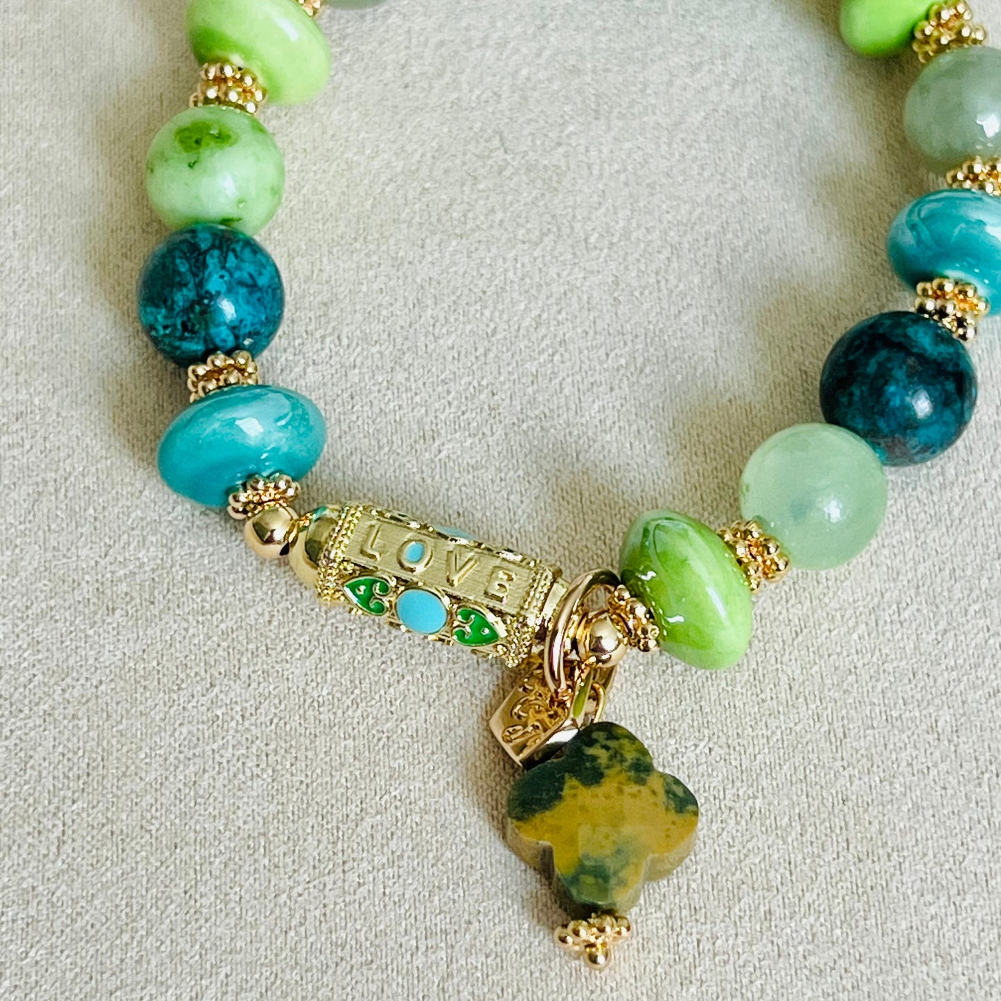 Jade, Serpentine & Turquoise Love 💚 Bracelet