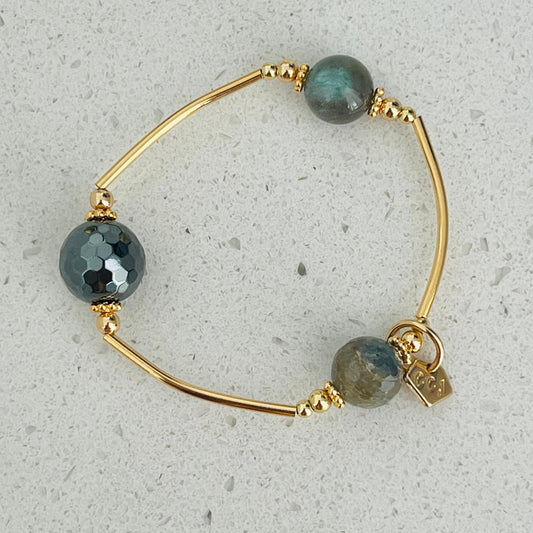 Hematite, Labradorite & Yellow Grey Sapphire Juicy La Grace Bracelet