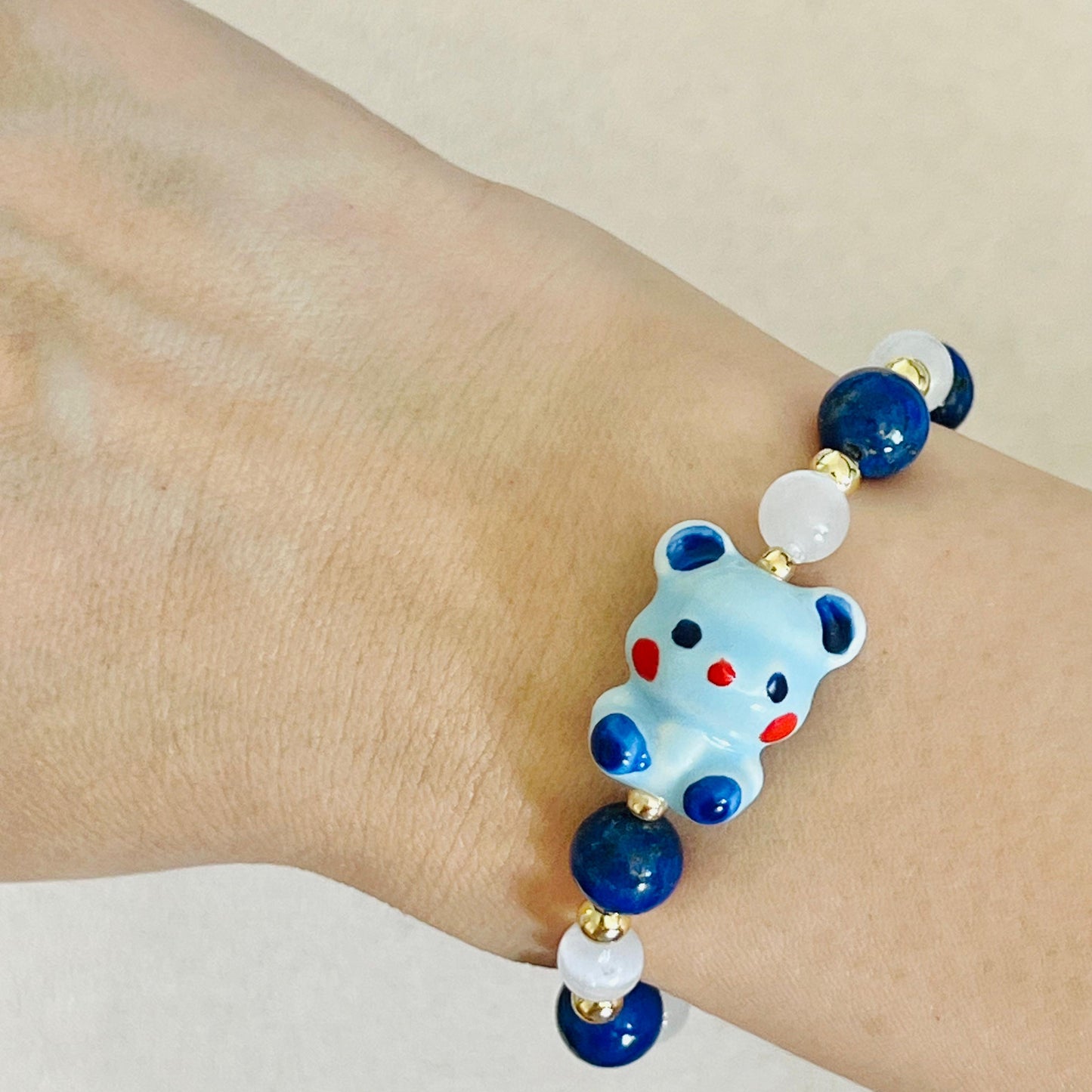 Lapis Lazuli & Selenite Blessings Bear Bracelet