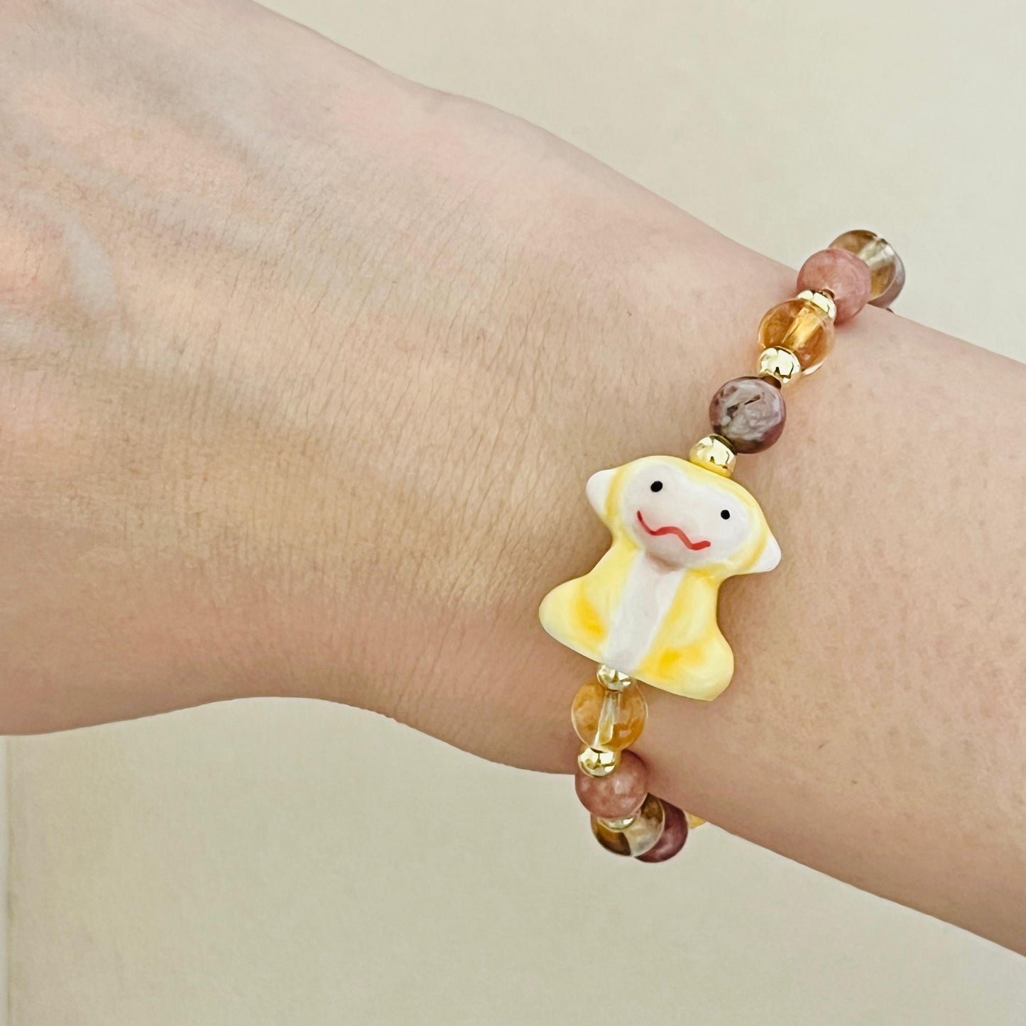 Citrine & Plum Blossom Agate Merry Monkey Bracelet