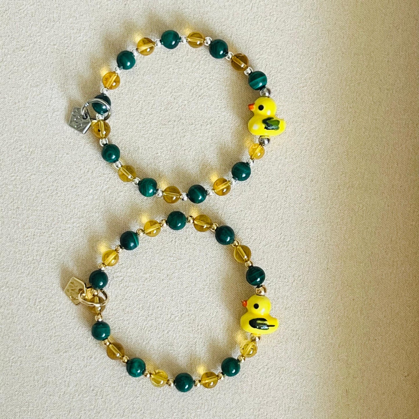 Blue Amber & Malachite Faithful Duckie Bracelet