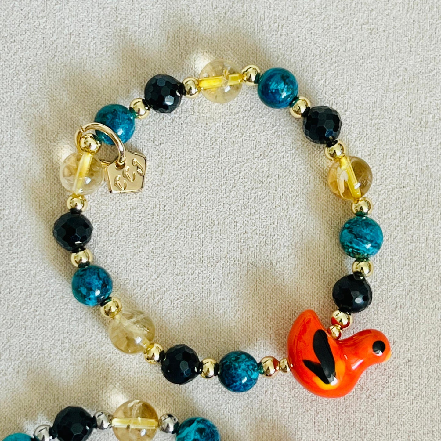 Black Onyx, Citrine & Turquoise Hermes Birdie Bracelet