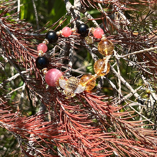 Rhodochrosite Jewel Bee Bracelet